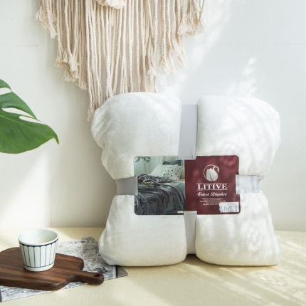 素色加厚纯色1.8KG加厚外贸毛毯纯白毯子霍普珍珠白