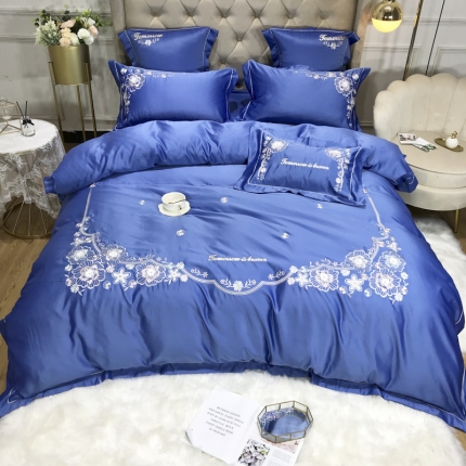 91家纺网 家纺一手货源 找家纺 （总）祺瑞佳2022水洗真丝全棉绣花四件套-LOVE