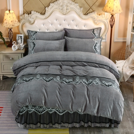 91家纺网 家纺一手货源 找家纺 （总）情恒家纺 2020新款牛奶绒床裙款四件套