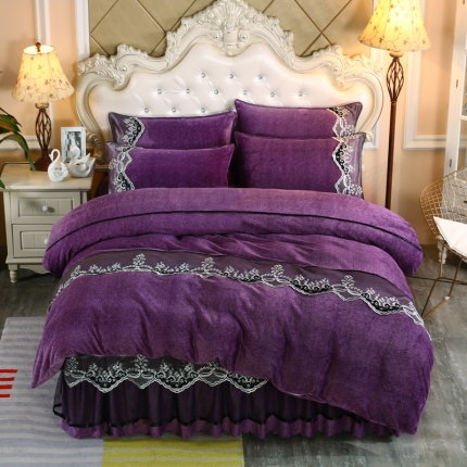 91家纺网 家纺一手货源 找家纺 （总）情恒家纺 2020新款牛奶绒床裙款四件套