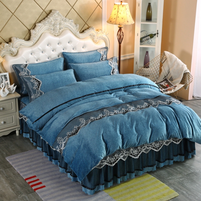 91家纺网 家纺一手货源 找家纺 （总）情恒家纺 2020新款牛奶绒床裙款四件套