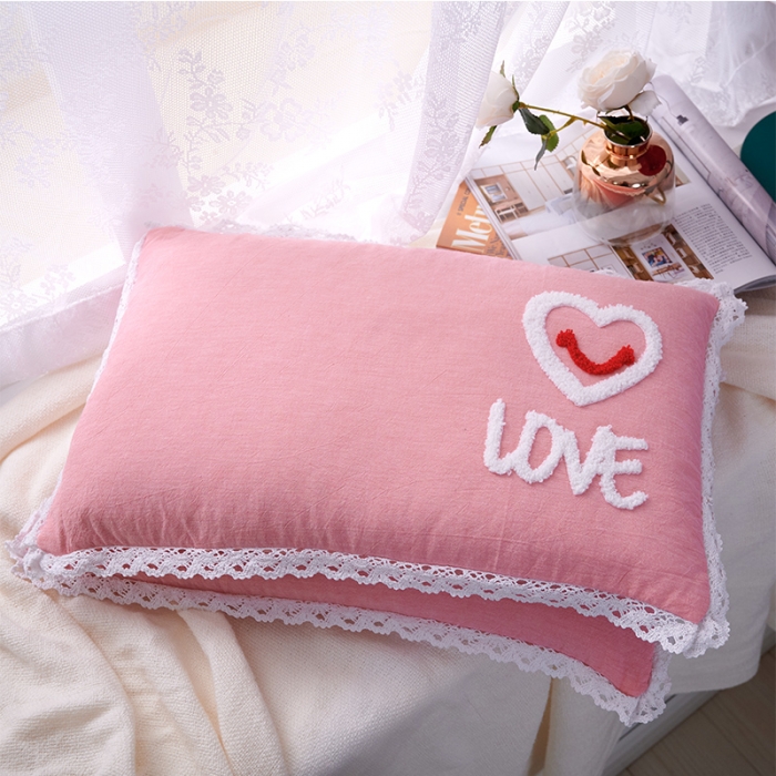 91家纺网 家纺一手货源 找家纺 赛格时代家居 水洗棉儿童全荞麦枕头 枕芯 爱心粉