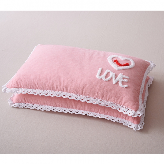 91家纺网 家纺一手货源 找家纺 赛格时代家居 水洗棉儿童全荞麦枕头 枕芯 爱心粉