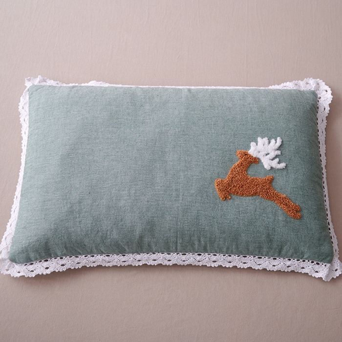 91家纺网 家纺一手货源 找家纺 赛格时代家居 水洗棉儿童全荞麦枕头 枕芯 麋鹿绿