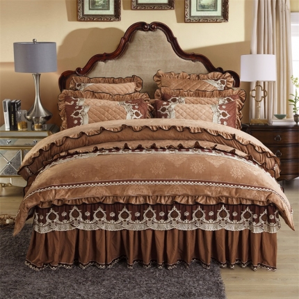 91家纺网 家纺一手货源 找家纺 兴美佳水晶绒压花拉链款四件套-豪庭盛世粉玉