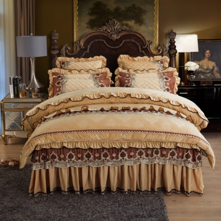 91家纺网 家纺一手货源 找家纺 兴美佳水晶绒压花拉链款四件套-豪庭盛世粉玉