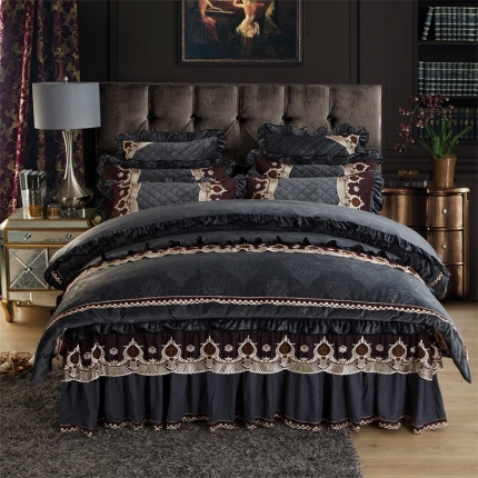 兴美佳水晶绒压花拉链款四件套-豪庭盛世高雅灰