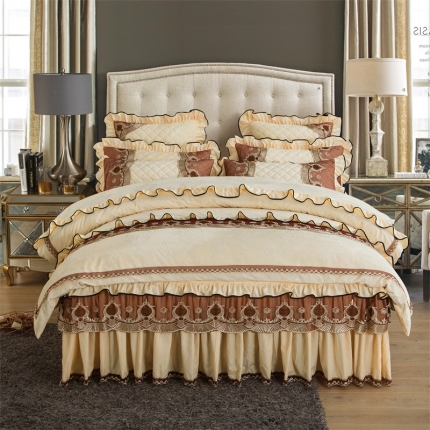 兴美佳水晶绒压花拉链款四件套-豪庭盛世象牙白