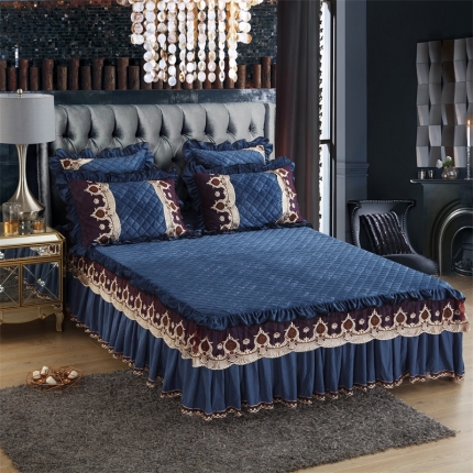 91家纺网 家纺一手货源 找家纺 兴美佳水晶绒压花拉链款单床裙-豪庭盛世 翡翠绿