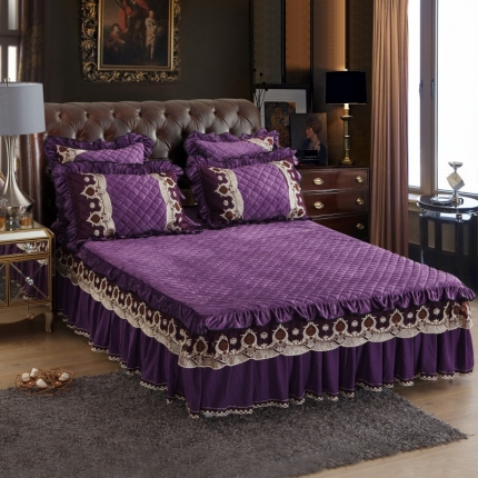 91家纺网 家纺一手货源 找家纺 兴美佳水晶绒压花拉链款单床裙-豪庭盛世 翡翠绿