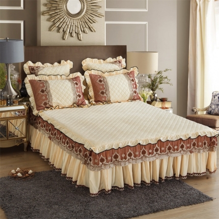 91家纺网 家纺一手货源 找家纺 兴美佳水晶绒压花拉链款单床裙-豪庭盛世 翡翠绿