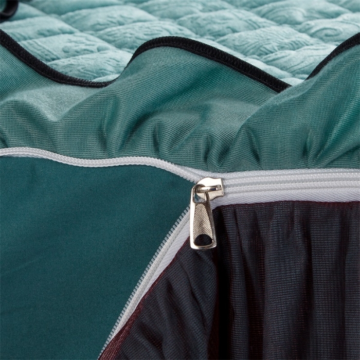 91家纺网 家纺一手货源 找家纺 兴美佳水晶绒压花拉链款单床裙-豪庭盛世 翡翠绿