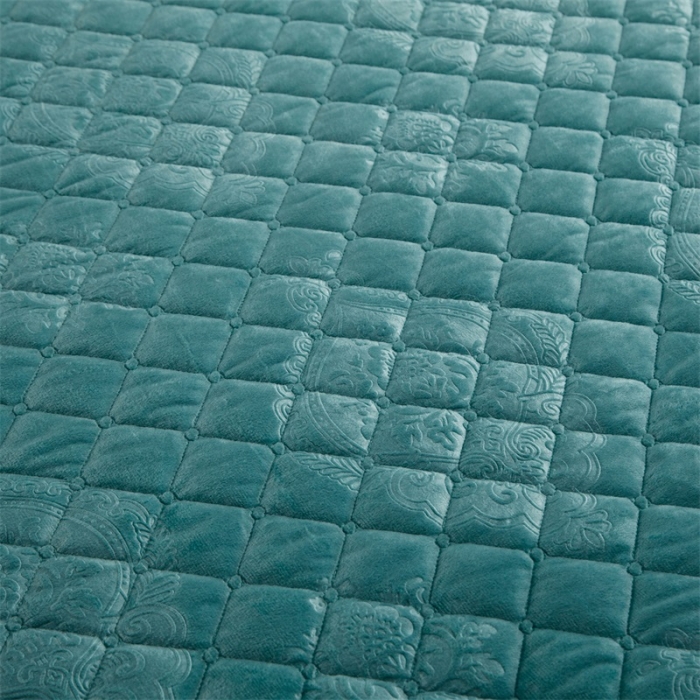 91家纺网 家纺一手货源 找家纺 兴美佳水晶绒压花拉链款单床裙-豪庭盛世 翡翠绿