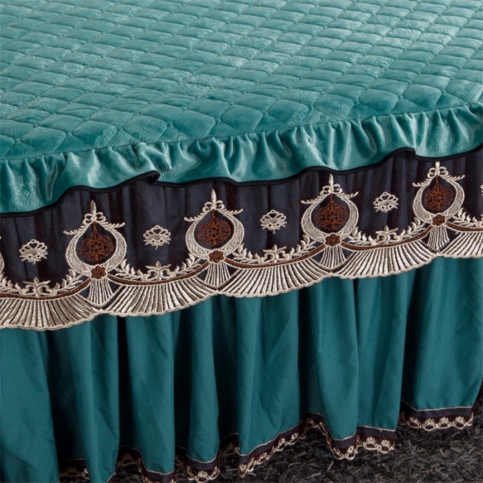 91家纺网 家纺一手货源 找家纺 兴美佳水晶绒压花拉链款单床裙-豪庭盛世 翡翠绿