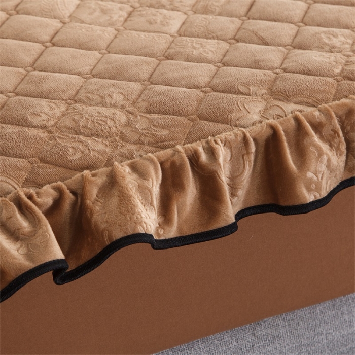 91家纺网 家纺一手货源 找家纺 兴美佳水晶绒压花拉链款单床裙-豪庭盛世 咖啡