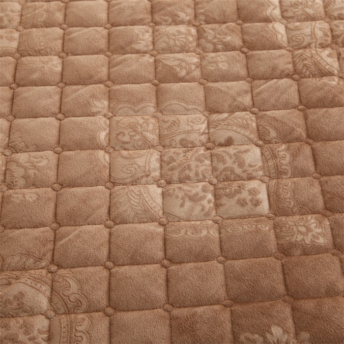 91家纺网 家纺一手货源 找家纺 兴美佳水晶绒压花拉链款单床裙-豪庭盛世 咖啡