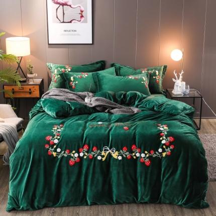 91家纺网 家纺一手货源 找家纺 （总）2019款水晶绒牛奶绒绣花四件套宝宝绒雕花绒被套法莱绒