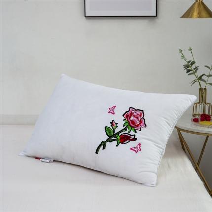 馨美佳2019新款枕芯刺绣绣花款枕头一只 带刺的玫瑰白色