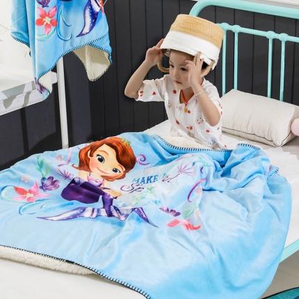 91家纺网 家纺一手货源 找家纺 小芽 2024迪士尼多功能羊羔绒毛毯 索菲亚公主-粉