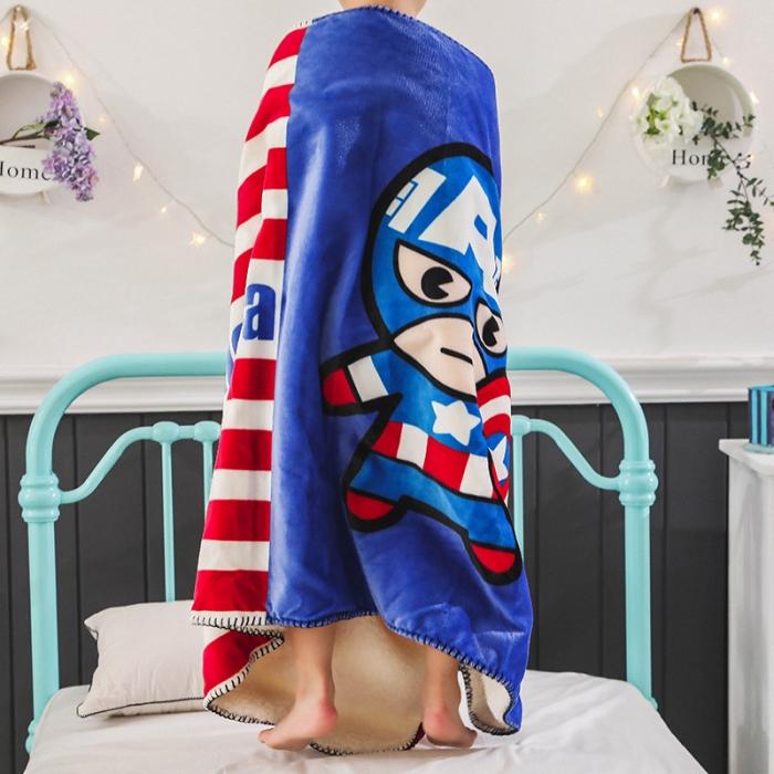 91家纺网 家纺一手货源 找家纺 小芽 2024迪士尼多功能羊羔绒毛毯 美国队长