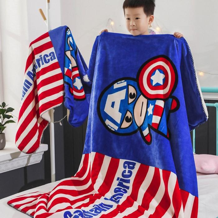 91家纺网 家纺一手货源 找家纺 小芽 2024迪士尼多功能羊羔绒毛毯 美国队长