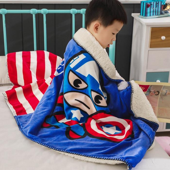 91家纺网 家纺一手货源 找家纺 小芽 2024迪士尼多功能羊羔绒毛毯 美国队长