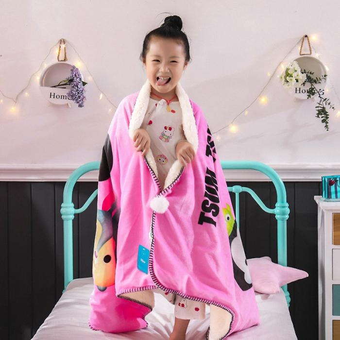 91家纺网 家纺一手货源 找家纺 小芽 2024迪士尼多功能羊羔绒毛毯 松松熊-粉