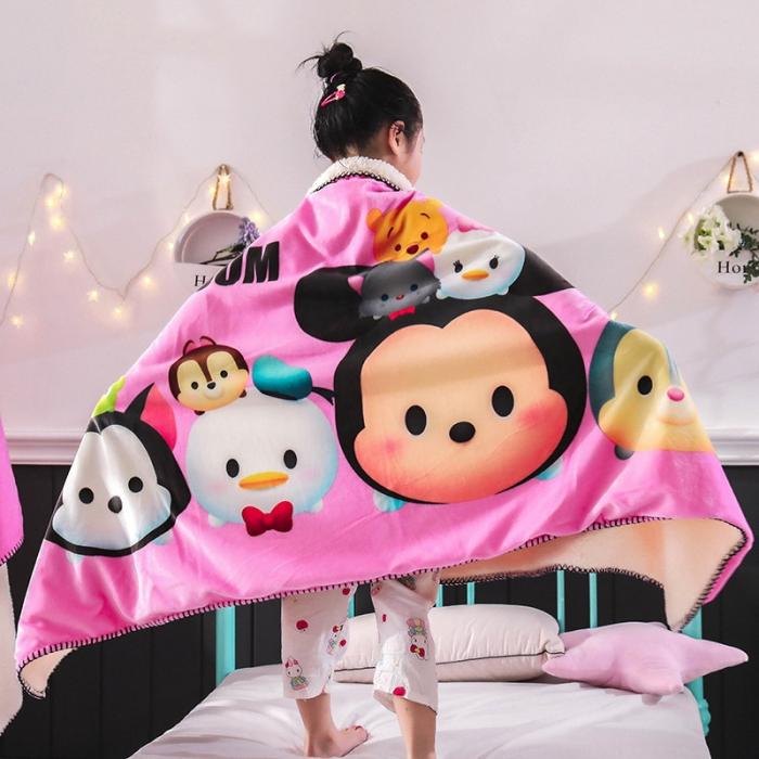 91家纺网 家纺一手货源 找家纺 小芽 2024迪士尼多功能羊羔绒毛毯 松松熊-粉