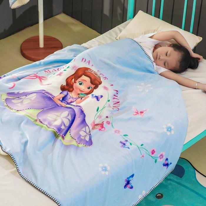 91家纺网 家纺一手货源 找家纺 小芽 2024迪士尼多功能羊羔绒毛毯 索菲亚公主-蓝