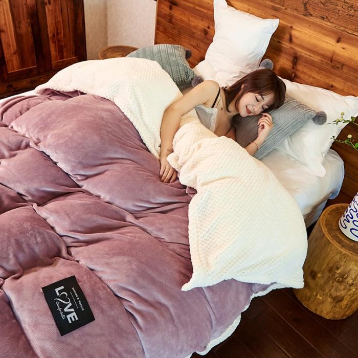 91家纺网 家纺一手货源 找家纺 小燕燕 2022新款多功能可拆洗被子冬被法莱绒被套毯 薰衣紫