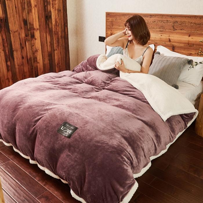 91家纺网 家纺一手货源 找家纺 小燕燕 2022新款多功能可拆洗被子冬被法莱绒被套毯 深紫