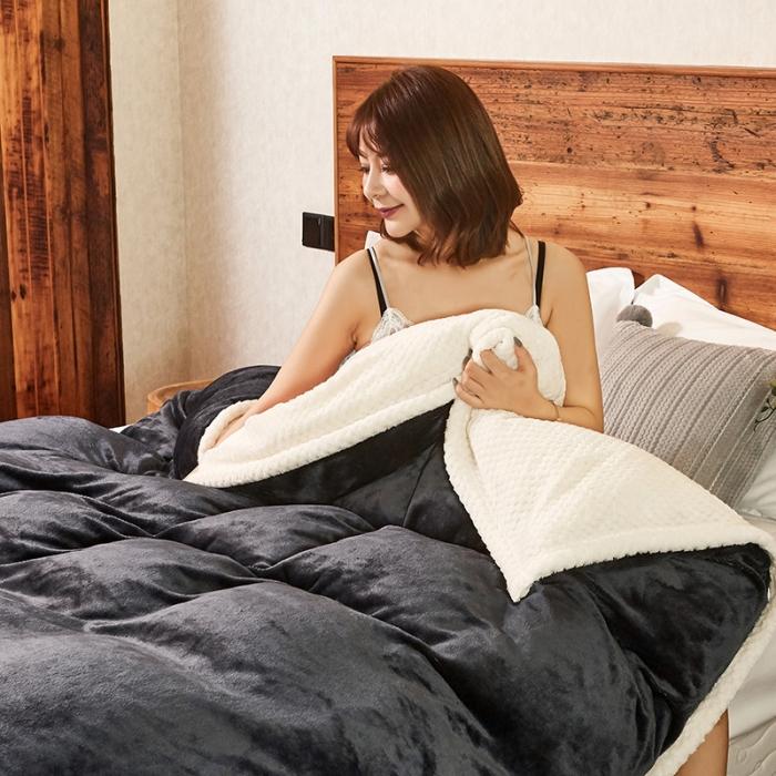 91家纺网 家纺一手货源 找家纺 小燕燕 2022新款多功能可拆洗被子冬被法莱绒被套毯 绅士灰