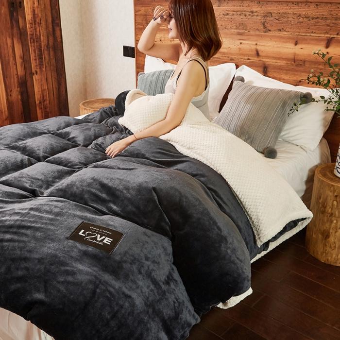 91家纺网 家纺一手货源 找家纺 小燕燕 2022新款多功能可拆洗被子冬被法莱绒被套毯 绅士灰