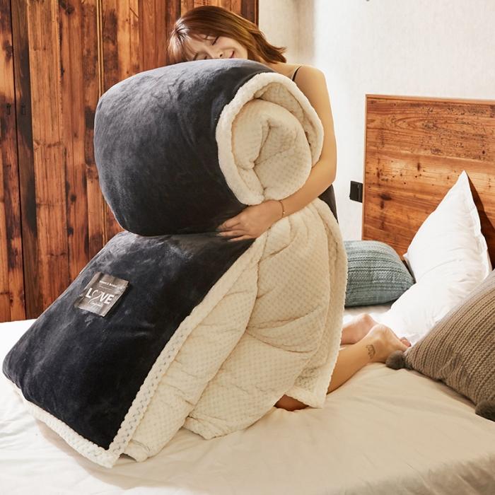 91家纺网 家纺一手货源 找家纺 小燕燕 2022新款多功能可拆洗被子冬被法莱绒被套毯 绅士灰