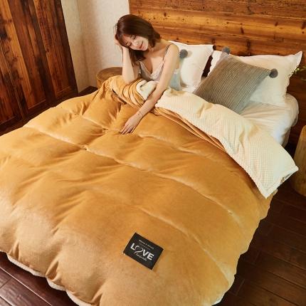 小燕燕 2022新款多功能可拆洗被子冬被法莱绒被套毯 姜黄