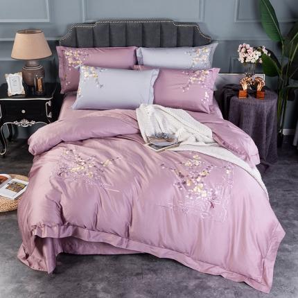 91家纺网 家纺一手货源 找家纺 （总）雲归梦 2019新款60S长绒棉绣花四件套