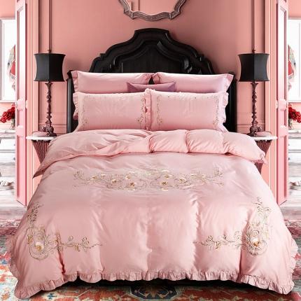 91家纺网 家纺一手货源 找家纺 （总）雲归梦 2019新款60S长绒棉绣花四件套