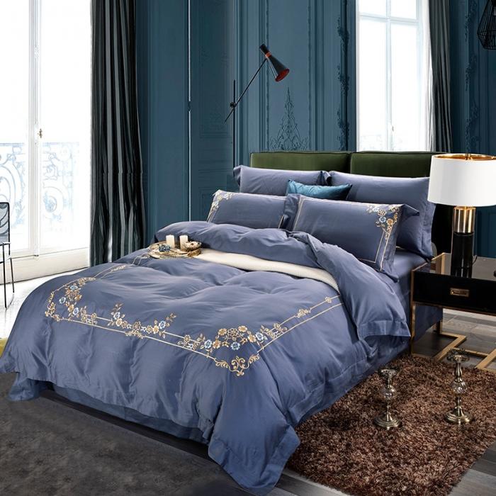 91家纺网 家纺一手货源 找家纺 （总）雲归梦 2019新款60S长绒棉绣花四件套