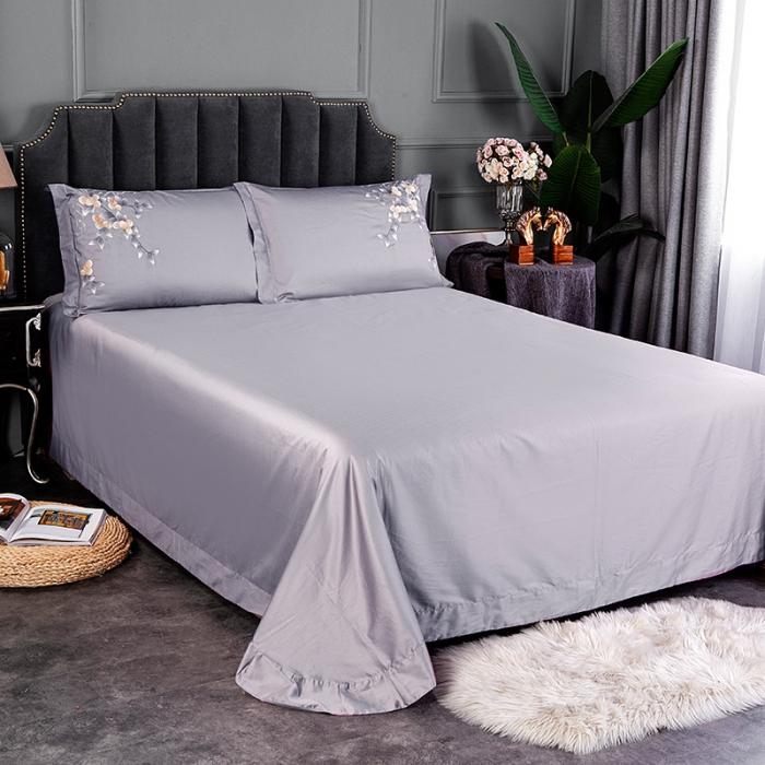 91家纺网 家纺一手货源 找家纺 雲归梦 2019新款60S长绒棉绣花四件套 风雅小筑-浅灰