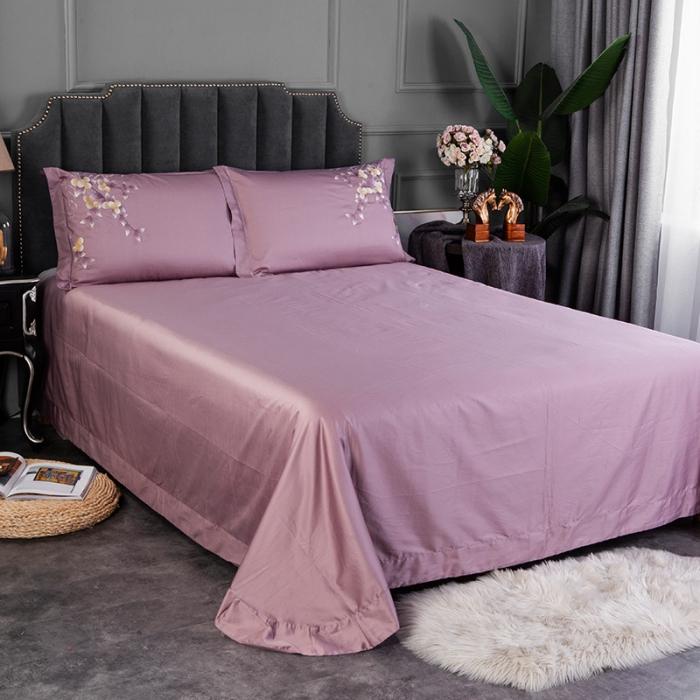 91家纺网 家纺一手货源 找家纺 雲归梦 2019新款60S长绒棉绣花四件套 风雅小筑-深豆沙