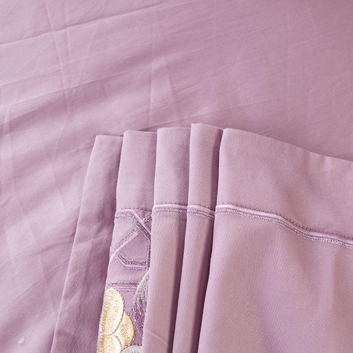 91家纺网 家纺一手货源 找家纺 雲归梦 2019新款60S长绒棉绣花四件套 风雅小筑-深豆沙