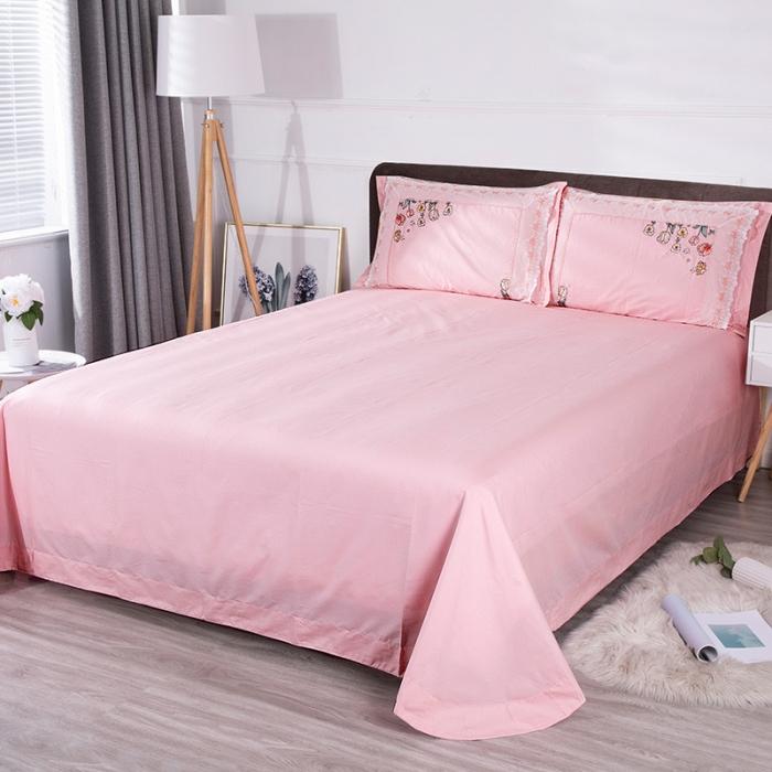 91家纺网 家纺一手货源 找家纺 雲归梦 2019新款60S长绒棉绣花四件套 花仙子粉