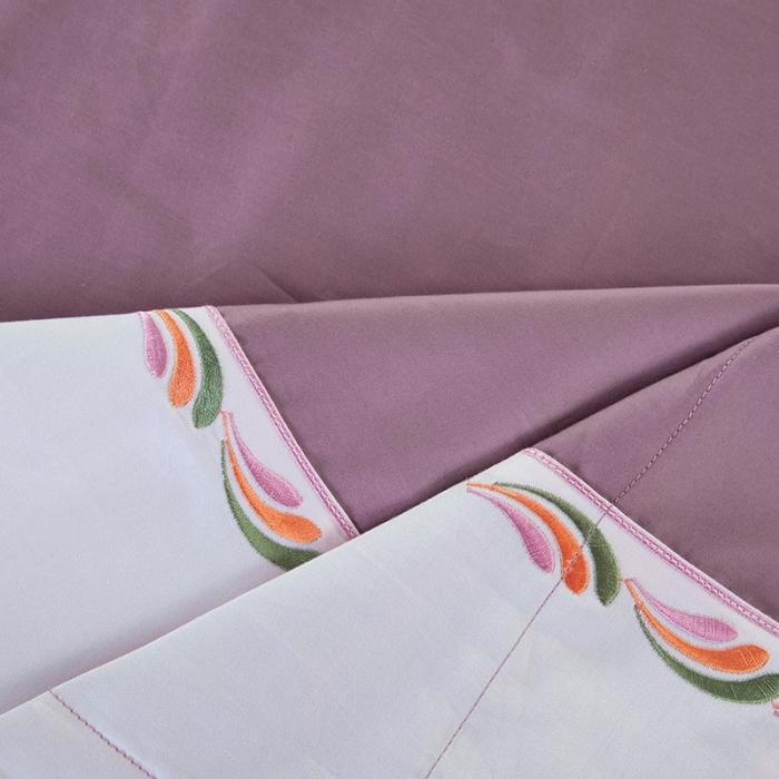 91家纺网 家纺一手货源 找家纺 雲归梦 2019新款60S长绒棉绣花四件套 花香鸟语-豆沙