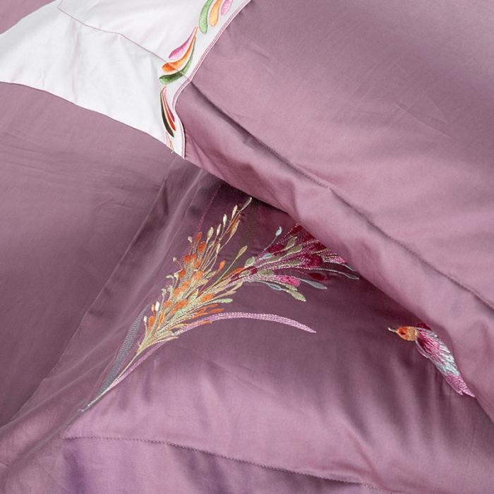 91家纺网 家纺一手货源 找家纺 雲归梦 2019新款60S长绒棉绣花四件套 花香鸟语-豆沙