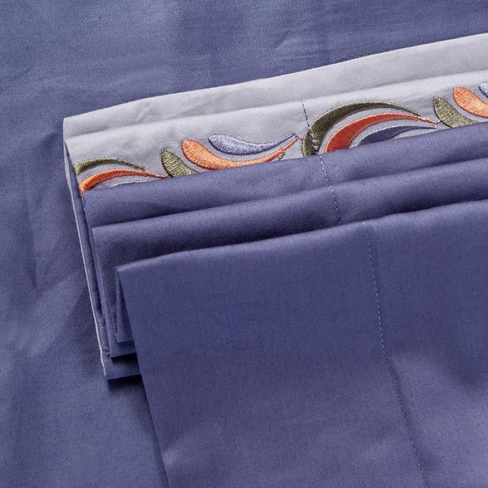 91家纺网 家纺一手货源 找家纺 雲归梦 2019新款60S长绒棉绣花四件套 花香鸟语-皇室蓝