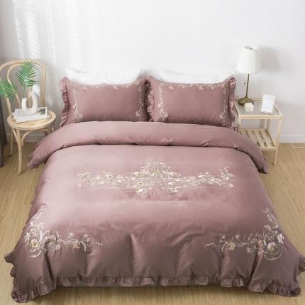 雲归梦 2019新款60S长绒棉绣花四件套 花漾-豆沙