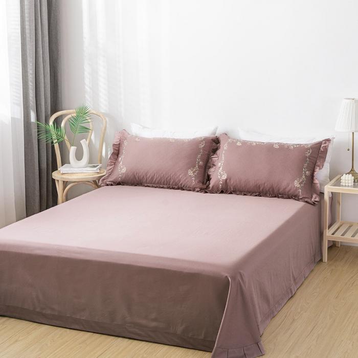 91家纺网 家纺一手货源 找家纺 雲归梦 2019新款60S长绒棉绣花四件套 花漾-豆沙