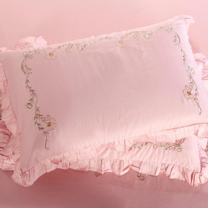 91家纺网 家纺一手货源 找家纺 雲归梦 2019新款60S长绒棉绣花四件套 花漾-漾粉