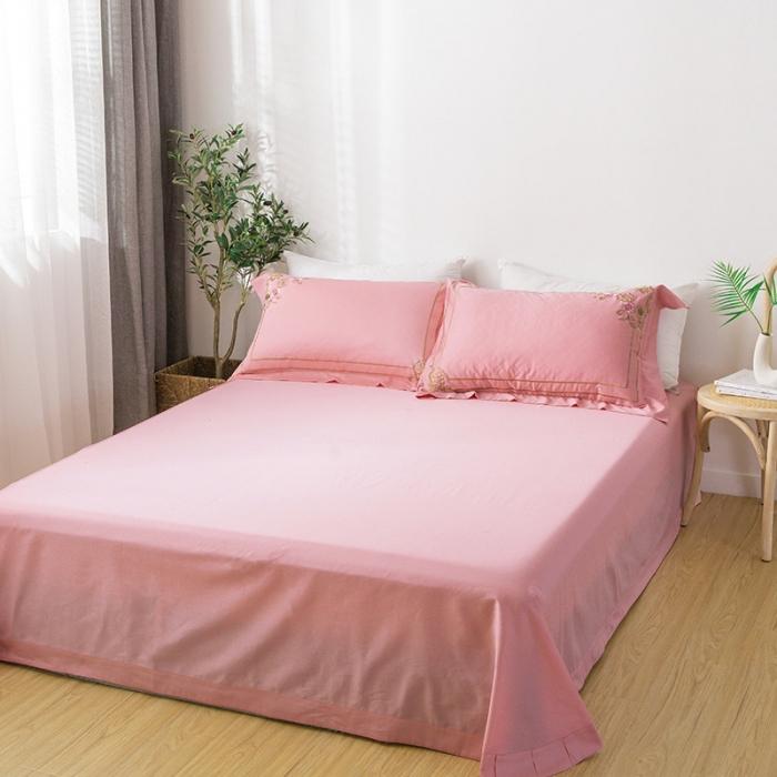 91家纺网 家纺一手货源 找家纺 雲归梦 2019新款60S长绒棉绣花四件套 恰逢花期-嫣粉