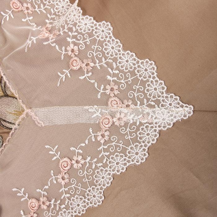 91家纺网 家纺一手货源 找家纺 雲归梦 2019新款60S长绒棉绣花四件套 花仙子金棕色